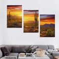 thumbnail image 4 of ONETECH Modern Canvas Wall Art Golden Sunset Arizona Sonoran Desert Landscape Painting Saguaro Cactus Pictures Print on Canvas Botanica Decor for Bedroom Living Room 12''x16''X3 Panels, 4 of 4