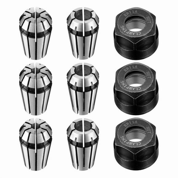 9 Pcs Er11 Spring Collet Nut Set Er11 1/8inch Collet + 1/4inch Collet + Clamping Nut Spring Collet Set,3 X ER11 1/8inch collet 3 X ER11 1/4inch collet 3 X ER11 clamping nut