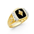 thumbnail image 1 of Solid 14k Yellow Gold Simulated Onyx Mens Fashion Anniversary Ring Size 8.5, 1 of 2