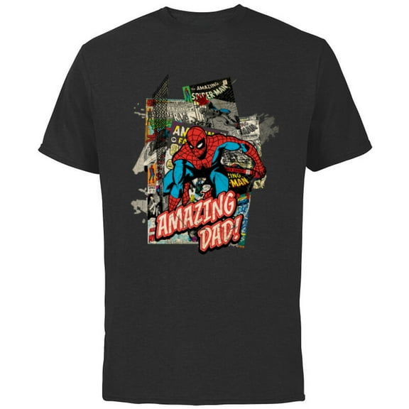 Marvel Spider-Man Amazing Dad Father's Day - Short Sleeve Cotton T-Shirt for Adults - Customized-Black