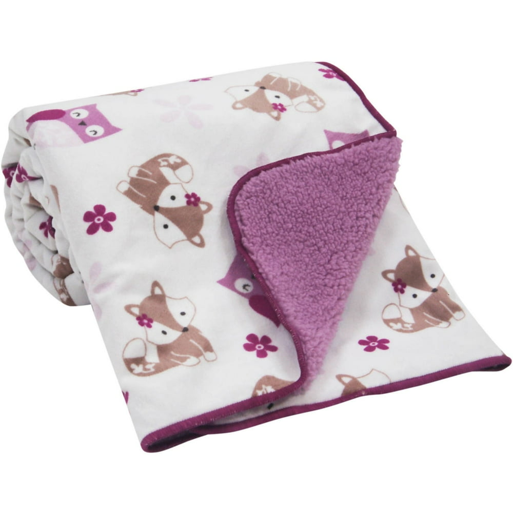 Bedtime Originals Lavender Woods Velour/Sherpa Blanket