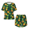 thumbnail image 4 of Picia Pineapples with Palm Leaves Pajamas Sets for Women Soft Short-Sleeved Pjs with Lounge Shorts Two Piece Sleepwear-, 4 of 9