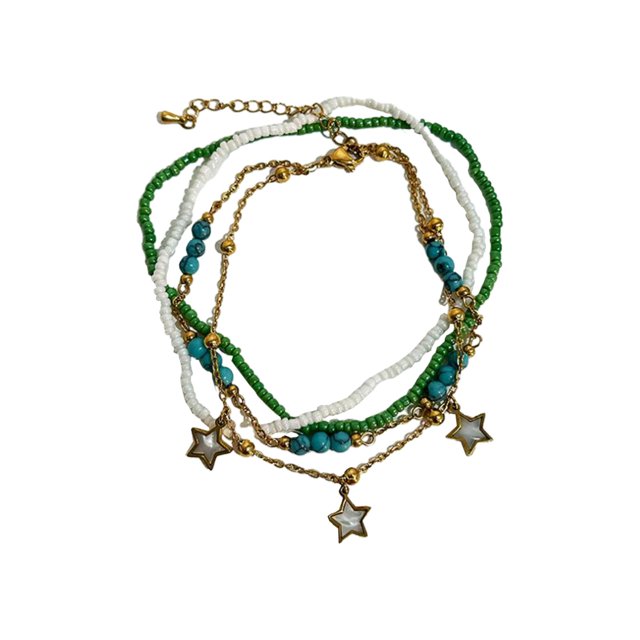 Tobillera con cuentas Sunnimix pulsera de tobillo de playa hecha a mano Estilo D