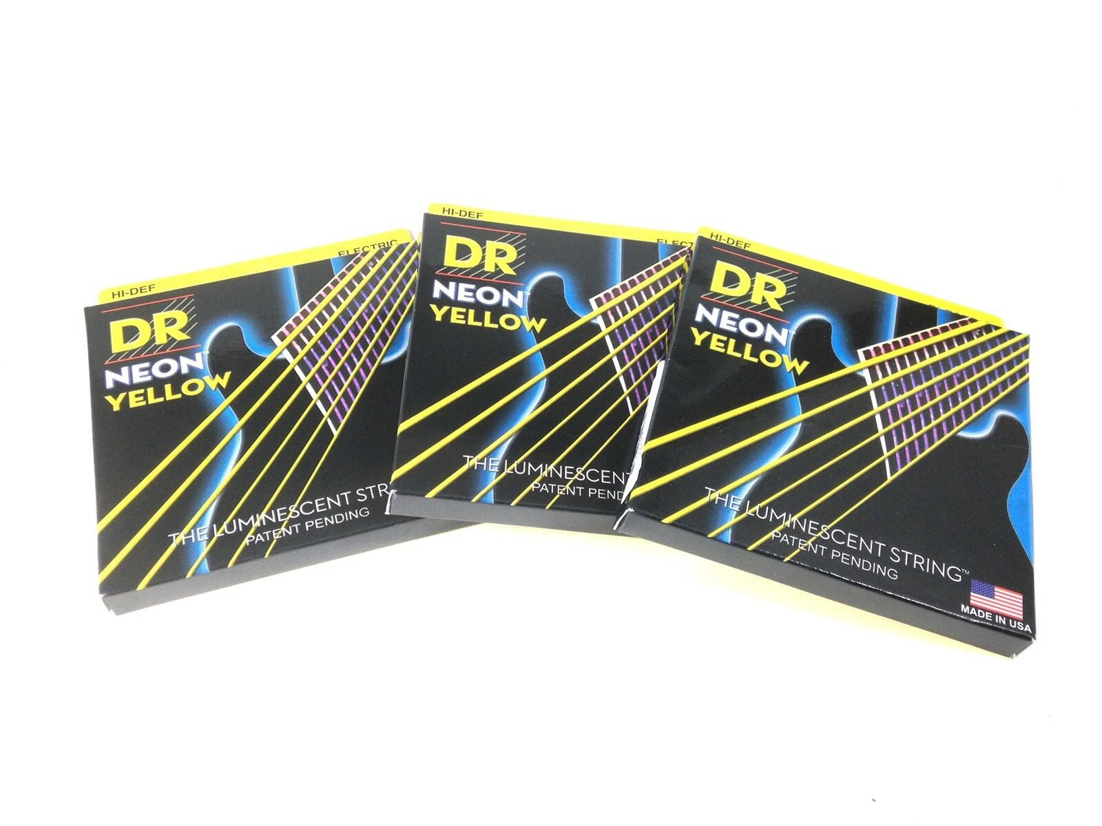 DR Strings Guitar Strings 3 Pack Electric Neon Yellow 09-42 Light