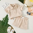 thumbnail image 2 of HWJAD Toddler Baby Boy 2 Piece Summer Outfit Short Sleeve Polo Shirt and Shorts Set Infant Casual Clothes 6M-3Y, 2 of 10