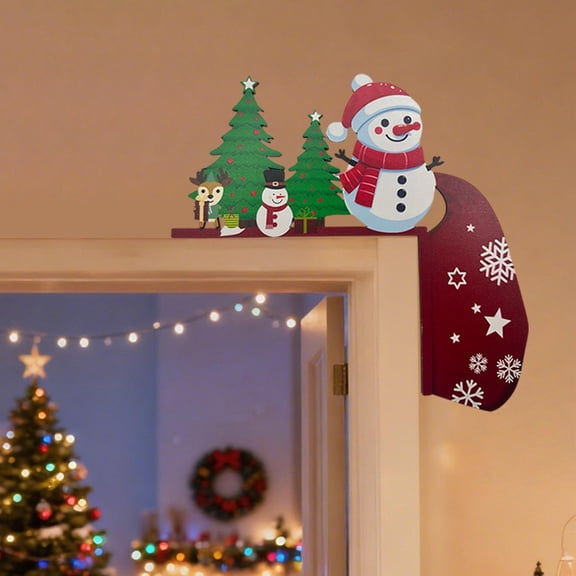 Christmas Door Decorations for Front Door Indoor Outdoor, Santa Claus Wooden Door Hanger, Xmas Wall Decor Holiday Home Office Party Supplies