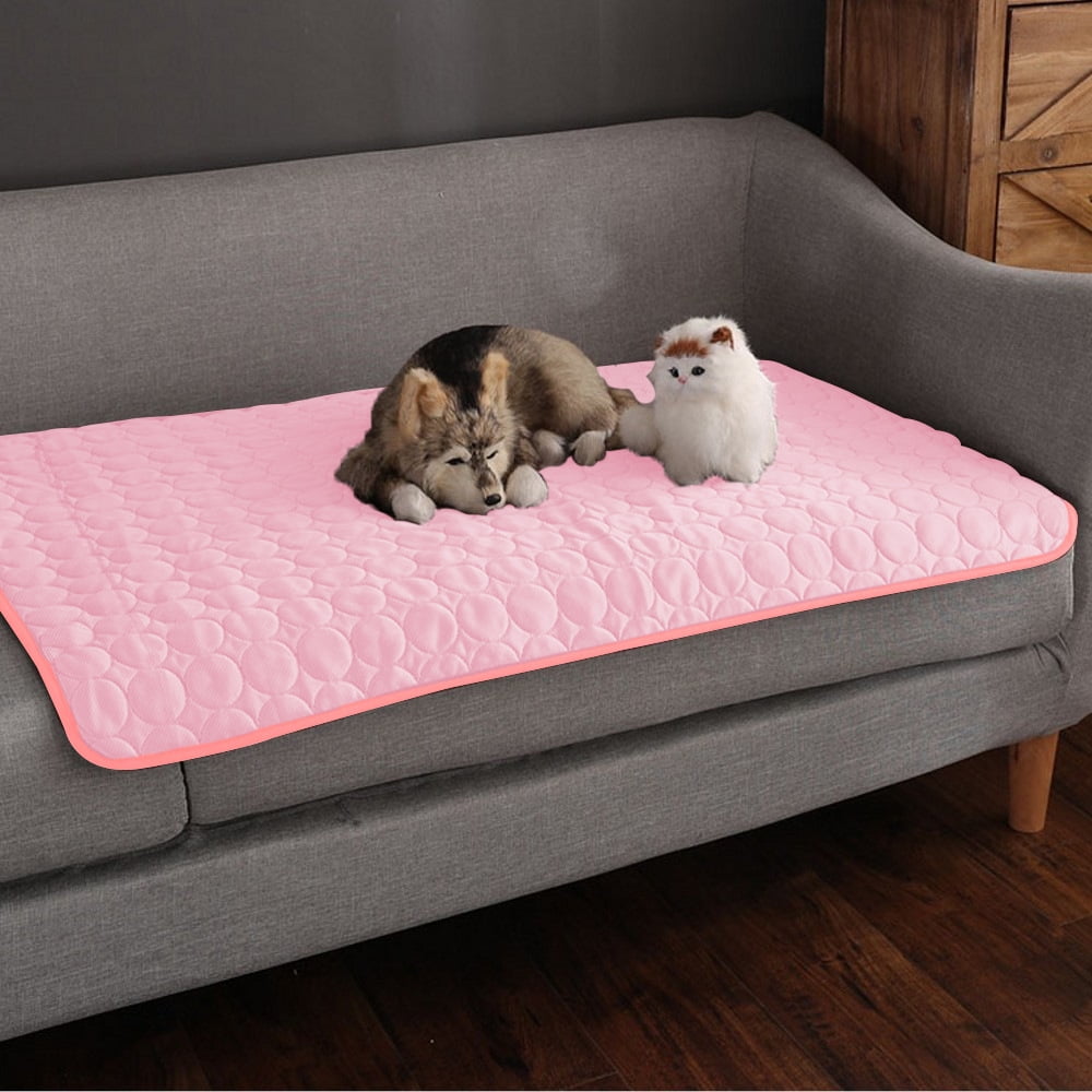 Pet Cooling Mat Dog Summer Cooling Pad Ice Silk Pet Bed Breathable Cat Nest Cat Blanket for Dogs Accessories Cat Supplies (Blue,L)