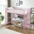 thumbnail image 5 of VECELO Metal Twin Size Loft Bed Frame with Stairs & Full-Length Guardrail, Loft Bed for Bedroom, Space-Saving Design, No Box Spring Needed, Pink, 5 of 11