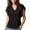 Black07, variant on Womens Blouses Solid Notched V Neck Blouse, Ruffle Flutter Short Sleeve Casual Lightweight Shift Top Womens Tops