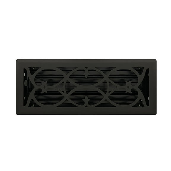 4" x 12" Flat Black Victorian Style Floor Register - Decorative Vent Cover