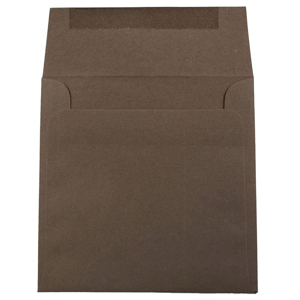 JAM Paper 6.5 x 6.5 Square Envelopes, Dark Brown, 25/Pack