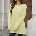thumbnail image 5 of Maplenight Crew Neck Tops for Women Knit Long Sleeve Casual Tunic Sweaters Solid Side Slit Womens Pullover Tops for Fall Winter, 5 of 7
