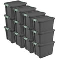 thumbnail image 1 of Sterilite 12Pk Latch Tote, Stackable Plastic Storage Container, 12Gal,Gray/Green, 1 of 10