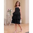 thumbnail image 5 of IBTOM CASTLE Girl Sleeveless Ruffle Formal Wedding Tiered Tulle Dress Teen Pageant Birthday Homecoming Prom Outfits Junior Graduation Dress 9-10 Years Black, 5 of 7