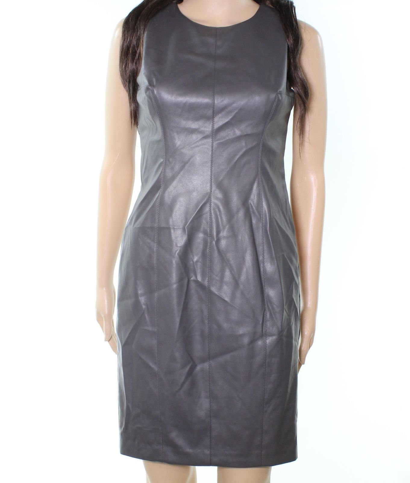 faux leather sheath dress