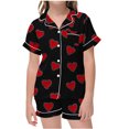 thumbnail image 2 of Auroural Kids Pajamas Girls Size 6 Girls Button Front Pajama Top & Shorts Set, Heart Shaped Print， 2-Piece, Sizes 2-14 & Plus, 2 of 6