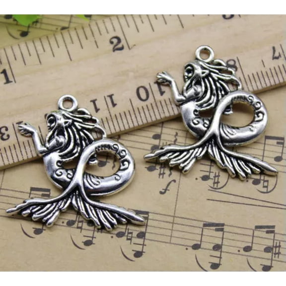 U8MO 4/10/20 pieces mermaid alloy charms pendants Jewelry Making DIY 30x29mm-50pcs