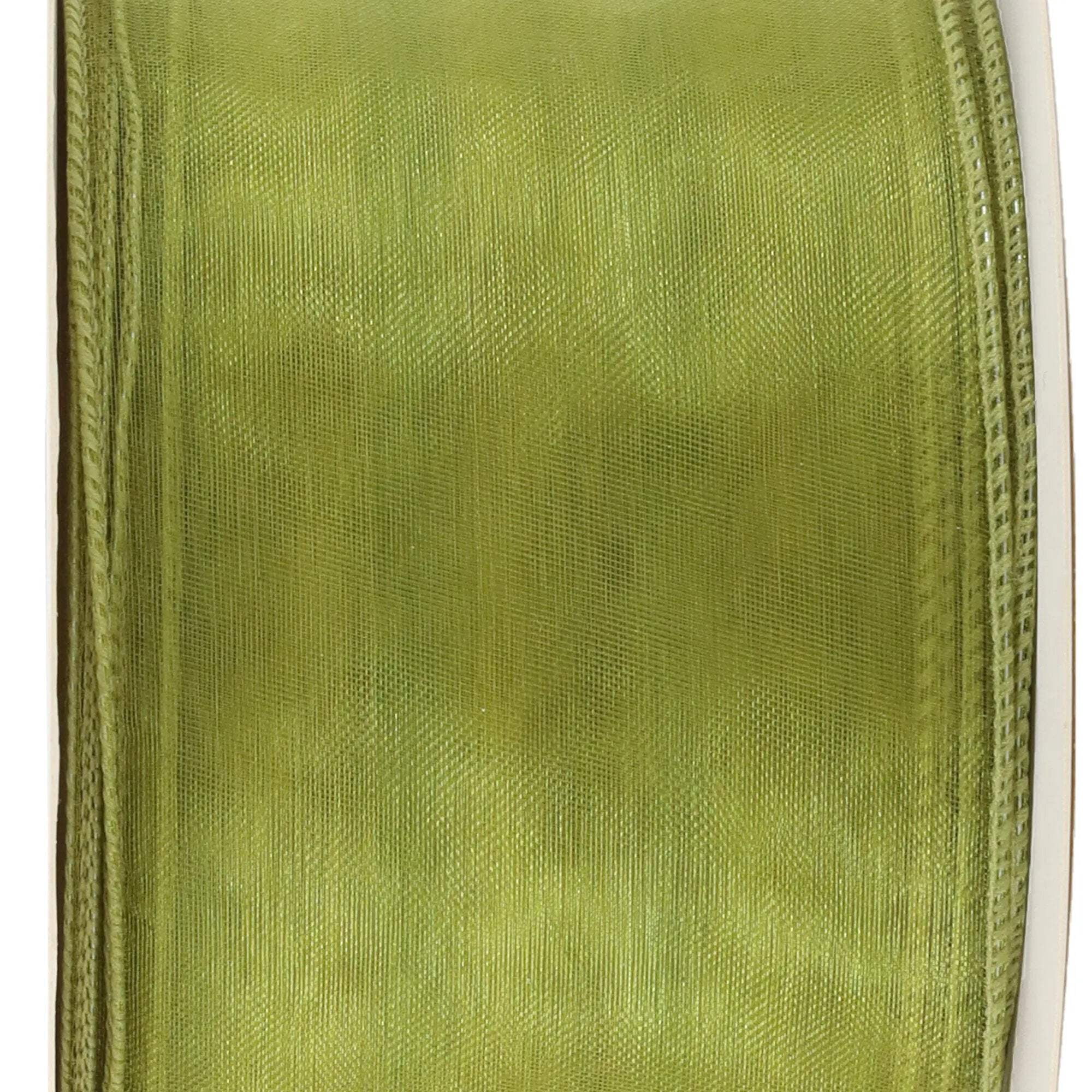 LaRibbons 2 1/2" Wired Sheer Ribbon, Apple, 50 Yard Roll