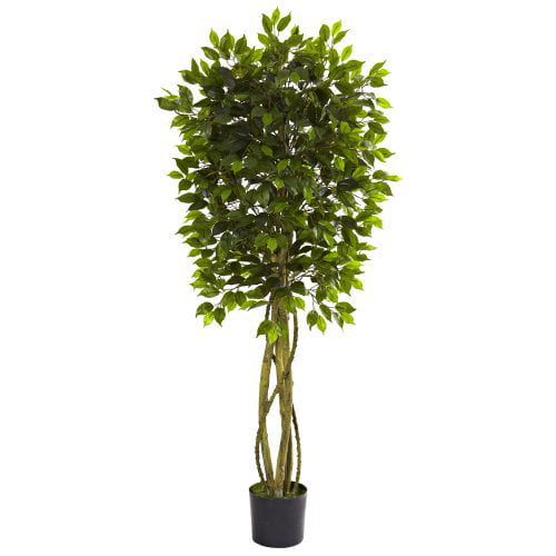 D413A00 Worth Garden 5.2 Feet Artificial Ficus Tree with 1596 Leaves Faux Plants 63 Fake Plants in Pot Decorative Artificial Greenery for Indoor Outdoor Home Office