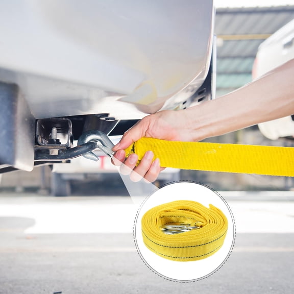 BESTYASH Fluorescent Yellow Nylon Winch Rope with Heavy Duty Hook for Car Trailer Emergency Towing and Recovery