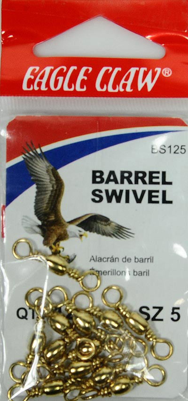 Eagle Claw Fishing Tackle, BS125 Barrel Swivel, Brass , Size 5