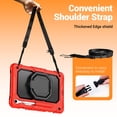 thumbnail image 4 of Case for Samsung Galaxy Tab S10 Lite/S10 FE/S9 FE/S9, 360 Rotating Stand Handle Shoulder Strap Heavy Duty Shockproof Cover, Red, 4 of 7