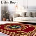 thumbnail image 2 of ODIKA 5x7 Machine Washable Non-Slip Area Rug, Magical Castle Crest with Symbols High Traffic Rug with Pad, Red, 613313, 2 of 8