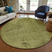 Addison Rugs Chantille Indoor/Outdoor Traditional Oriental Khaki Washable Round Rug, 8' x 8'