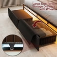 thumbnail image 6 of ARICOEASY California King Bed Frames with Fabric Upholstered LED Hidden Storage Headboard Dustproof Drawers No Box Spring Needed, Dark Grey, 6 of 7