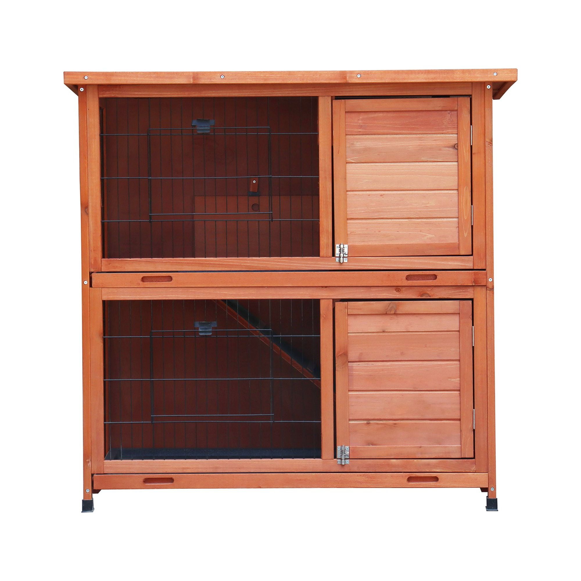 Pefilos 2-Tier Rabbit Hutch Bunny Cage with Wheels, Indoor Outdoor Guinea Pig Cage, Orange Pefilos 2-Tier Rabbit Hutch Bunny Cage with Wheels, Indoor Outdoor Guinea Pig Cage, Orange