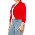 thumbnail image 2 of Moa Collection Women's Plus Size Casual 3/4 Sleeve Bolero Open Front Cardigan Jacket Blazer, Female, 2 of 6