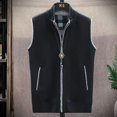 thumbnail image 3 of Ropa de hombre de cuello alto con cremallera, chaleco de negocios, suéter de punto azul sin mangas con cremallera, chaleco de cuello alto rojo para hombre, sudadera A, 3 of 5