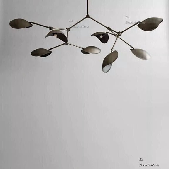 Aesthetic Vintage Collection 8 Arms Brass Disk Shade Sputnik Chandelier Light Fixture Ceiling Fixture Pendent for Indoor Locations