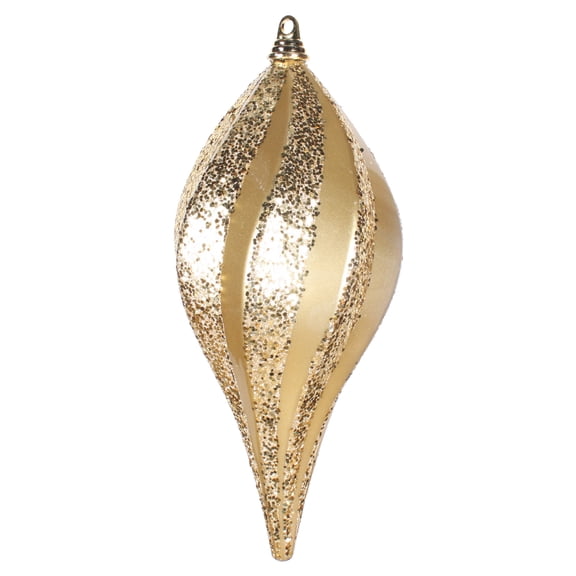 Vickerman 8'' Gold Glitter Swirl Drop Christmas Ornament
