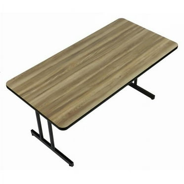 Correll Adjustable Height Deluxe High-Pressure Top Computer/Student Desks  24x36", RECTANGULAR COLONIAL HICKORY, BLACK