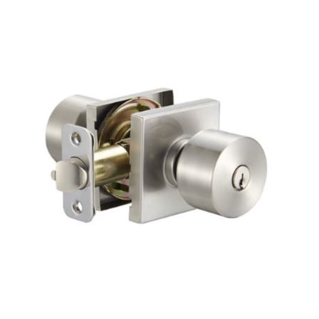 Delaney Brookhaven Entry Door Knob in Satin Nickel with Square Trim