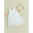 thumbnail image 3 of FEORJGP Toddler Infant Girl Summer Sweet Long Dress Dot Print Fairy Dress Sleeveless Scoop Neck Princess Dress Tulle Patchwork A-Line Dress for Daily Party, 3 of 9