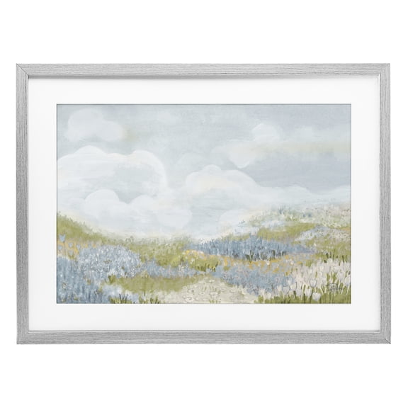 Stupell Industries Traditional Blue Floral Meadow Gray Framed Print Under Glass, 20 x 14, by Patricia Pinto