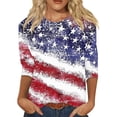 thumbnail image 2 of Conairie Patriotic Shirts For Womens 3/4 Sleeve Crew Neck Loose 4th of July T Shirt With American Falg Print Basic Work Tee Vacation Clothes Red S, 2 of 5