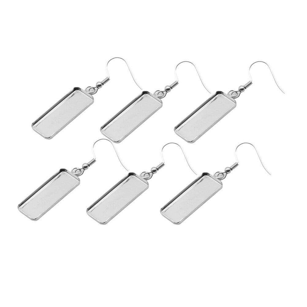 OUNONA 150 pcs Silver Blanks Earring Bezel Setting Stainless Steel Earrings Wire Hooks Settings Trays for Jewelry Making and DIY Crafts