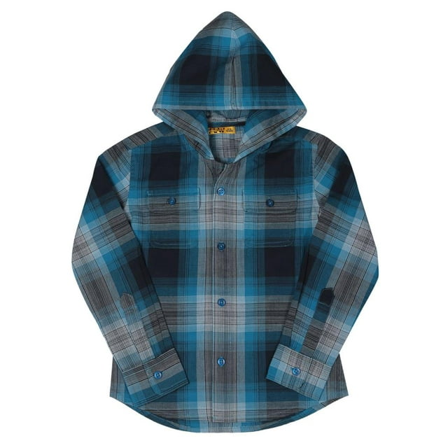 Chemise Tissée pour Garçons Bleu Blanc Noir à Carreaux