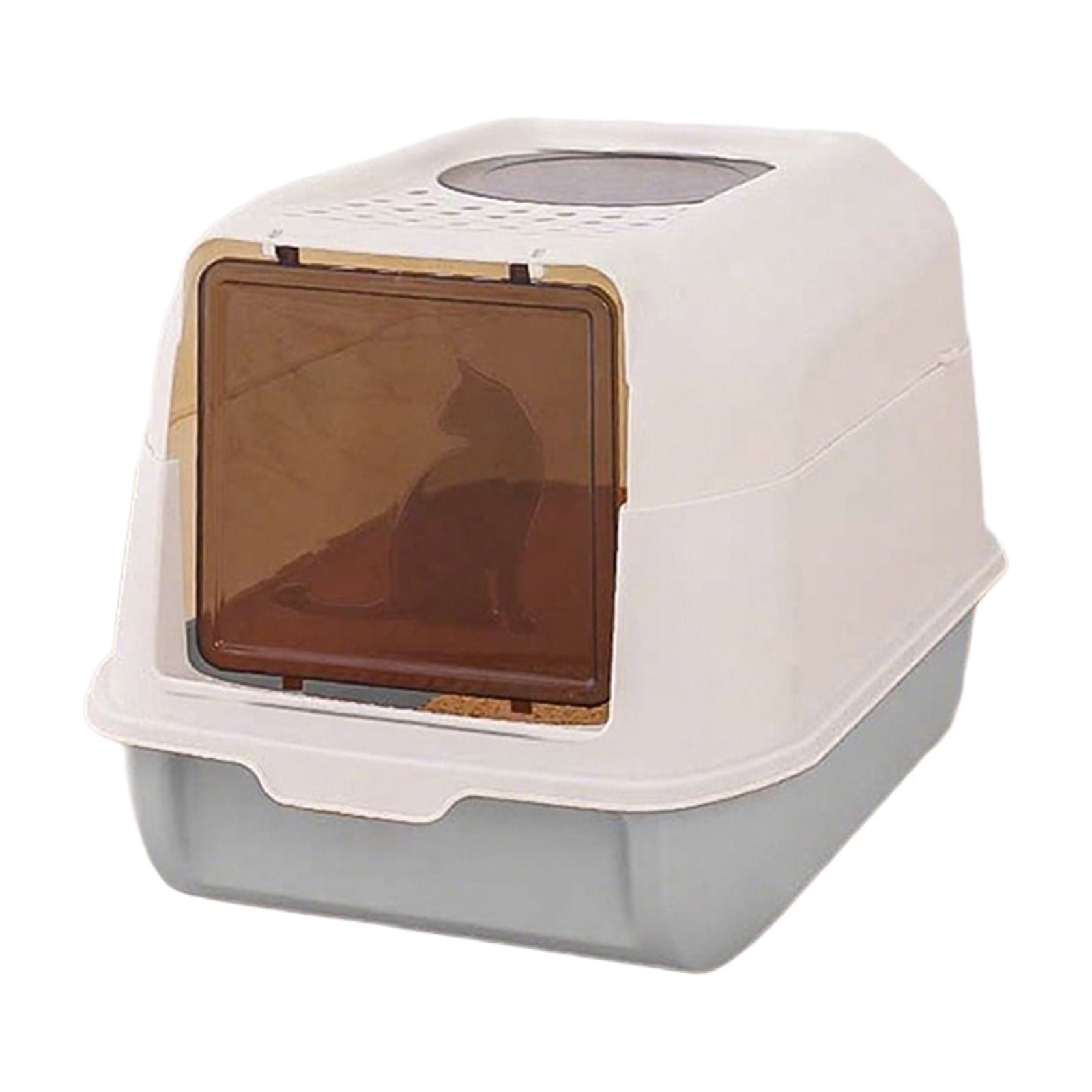 Tarmeek Large Enclosed Cat Litter Box with Scoop, Odor Control & Splash Guard Design, Gray Cat Toilet for Indoor Cats, Easy Clean Cat Bathroom