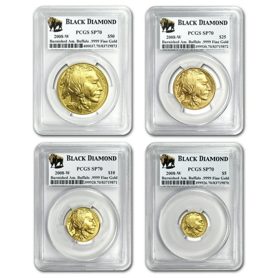 2008-W 4-Coin Gold Buffalo Set SP/MS-70 PCGS (Black Diamond)