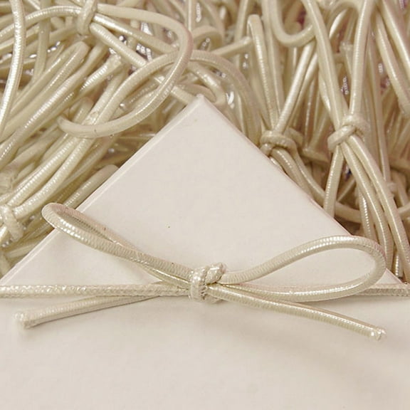 8 Inch White Metallic Stretch Loops With Bow - 50 Pack