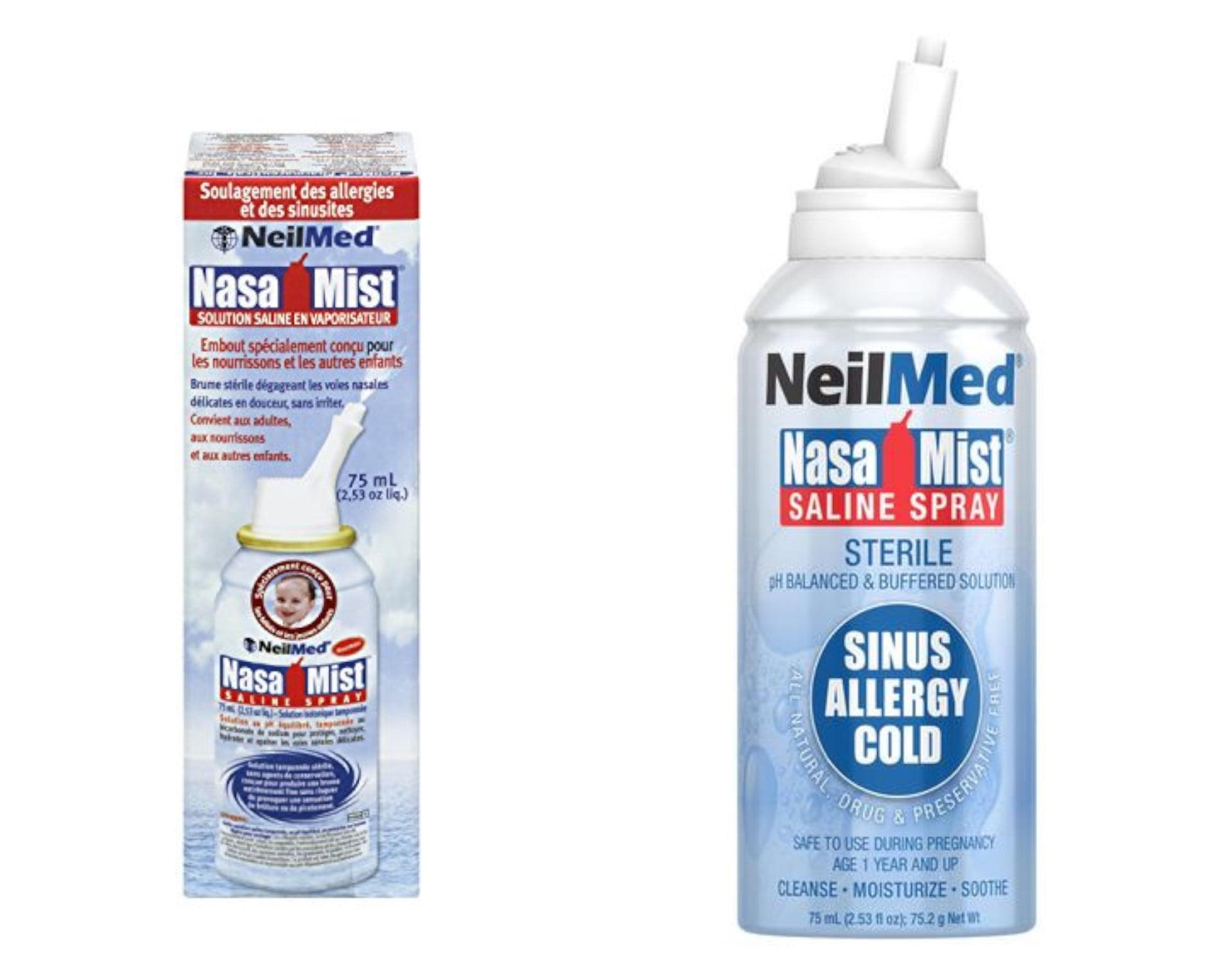 5 Pack - Nasamist Saline Spray Isotonic 75 ml Each