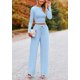thumbnail image 4 of Conjunto de Mujer PRETTYGARDEN Top Corto y Pantalones Anchos Azul Claro M, 4 of 8