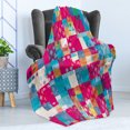 thumbnail image 4 of Modern Art Soft Flannel Fleece Blanket, Abstract Motif with Dots with Squares and Chevron Lines Urban Art Design Print, Cozy Plush for Indoor and Outdoor Use, 70" x 90", Multicolor, by Ambesonne, 4 of 5