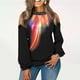thumbnail image 2 of Blusa suelta con estampado informal para mujer, camisa de gran tamaño para mujer, blusas de manga larga con hombros descubiertos, blusas tipo túnica Pompotops  gfhjh24202, 2 of 5