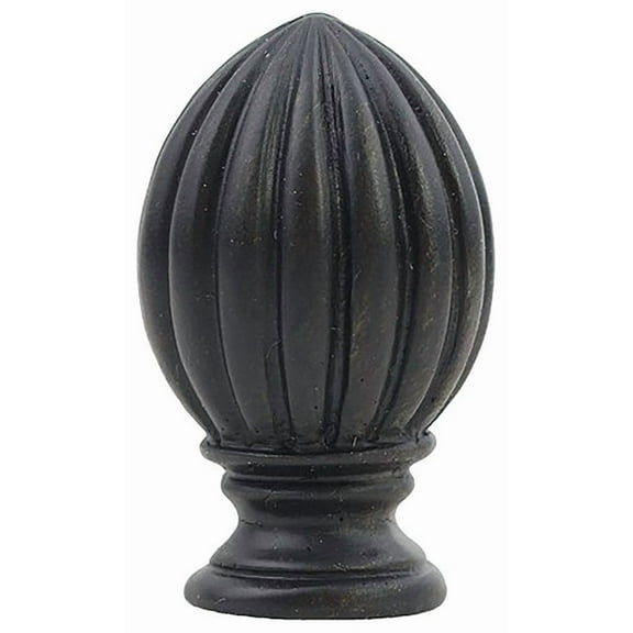 Urbanest Urbanest Fluted Lamp Finial, Black With Gold Accents, 2"