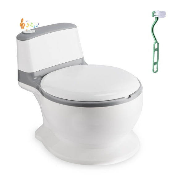 Kid Training Potty Toilet with Realistic Flushing Sound and Toilet Paper Holder, Bedpan Removable for Kids Simulated Potty Training